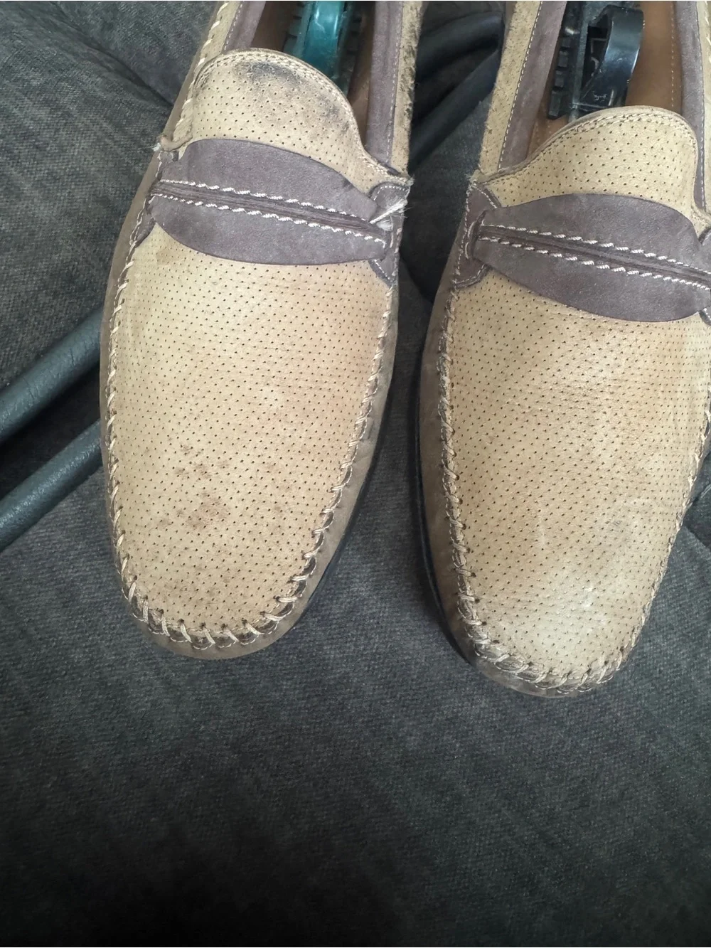 Mezlan Men's Suede Penny Loafers in Tan and Brown